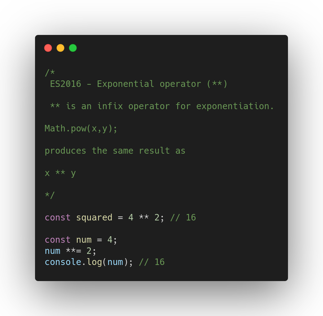 JavaScript ES2016 Features With Examples